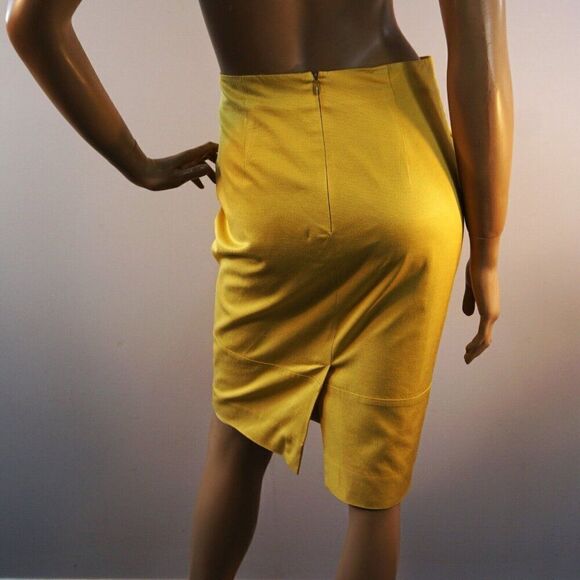 Classiques Entier Yellow Skirt Women Sz 2 Cotton Linen Blend Lined Back Slit - Picture 6 of 9